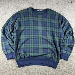 Vintage Polo Golf Plaid Preppy Cozy Green Cool Tone Sweatshirt 90s